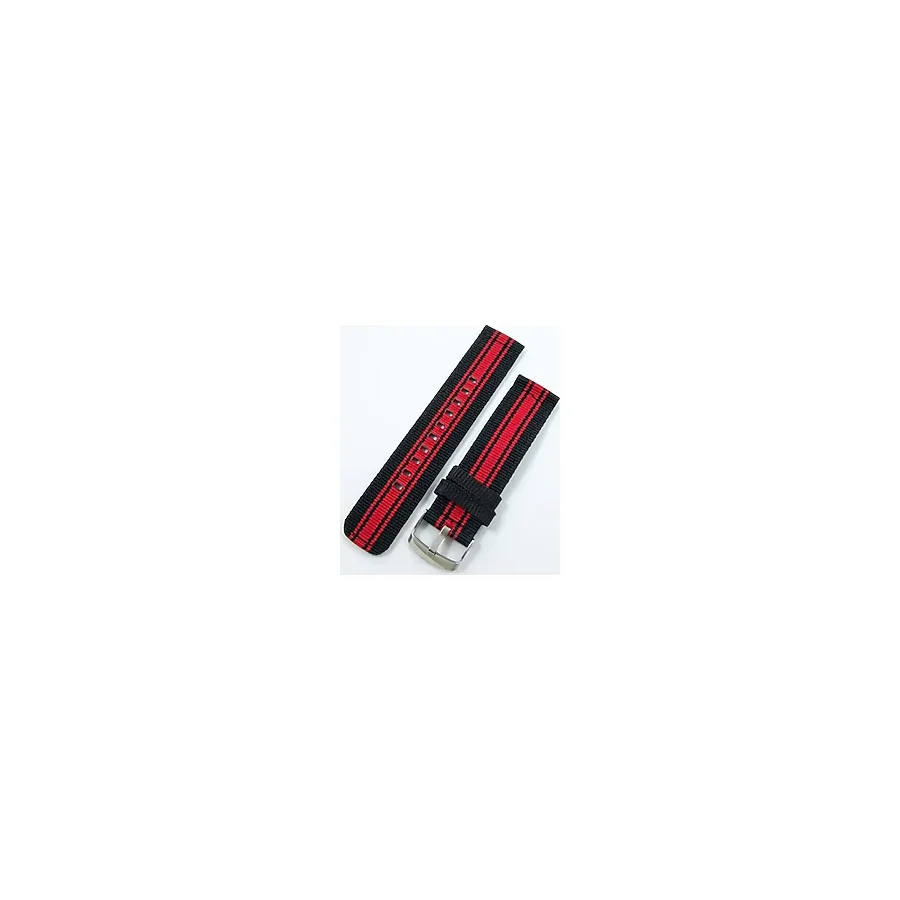 Ezgi Elektronik Kumaş Perlon Siyah Kırmızı 22Mm Spor Saat Kordonu Kayışı Nato