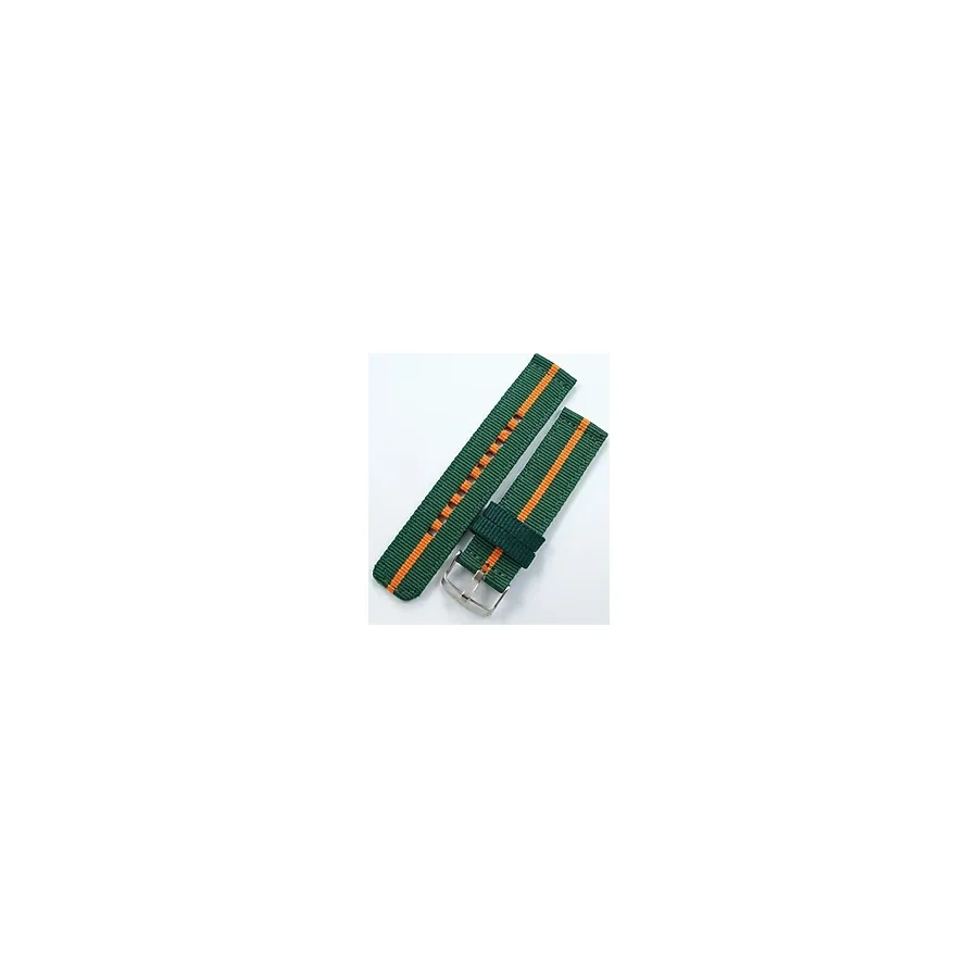 Ezgi Elektronik Kumaş Perlon Yeşil Turuncu 24Mm Saat Kordonu Haki Kayışı Nato