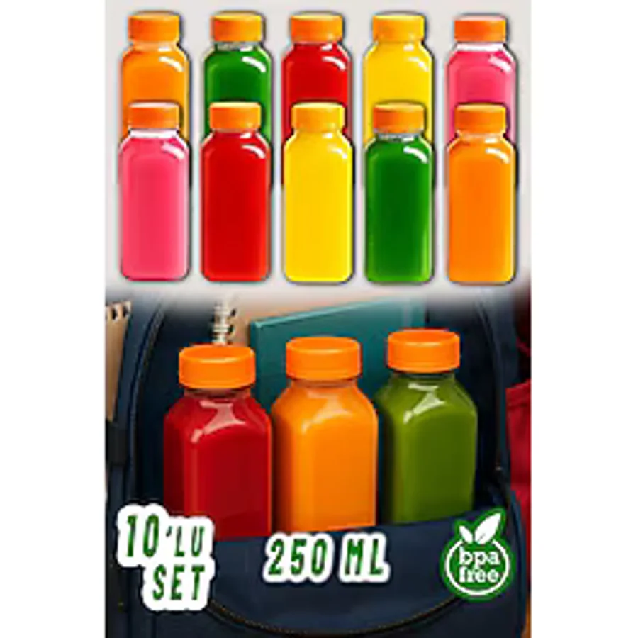 Ezupack Köşeli Zemzem Okul Piknik Meyve Suyu Smoothie Detoks Ginger Plastik Boş Pet Içecek Şişe Sızdırmaz - Çok Renkli