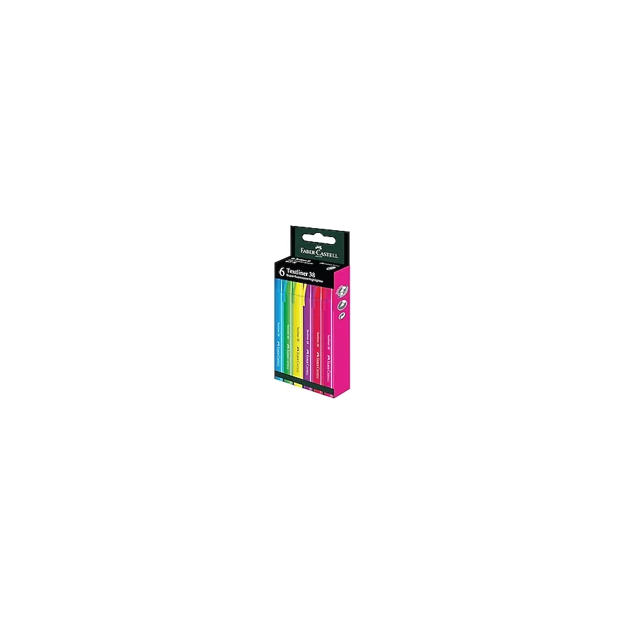 Faber-Castell 38 Textliner Neon 6'lı Fosforlu Kalem Seti