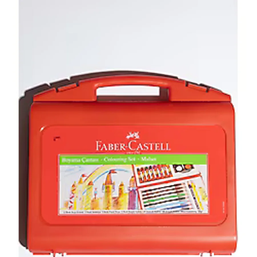 Faber-Castell Boyama Çantası, 36 Parça, 12 Renk Boya Kalemi, 8 Renk Suluboya, 8 Renk Pastel ve 6 Renk Keçeli Kalem, Kalemtıraş, Silgi, Goldfaber Kurşun Kalem, Şık Hediye Seti
