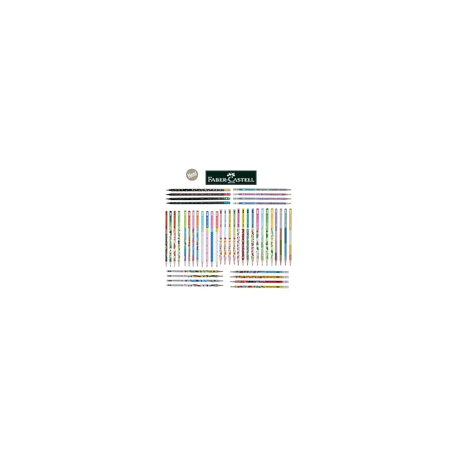 Faber Castell Faber Castel Lüx Mercanlı Silgili Karışık Yuvarlak Kurşun Kalem 6 Adet
