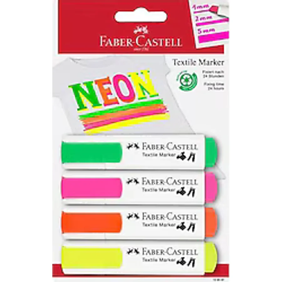 Faber-Castell Neon Renkler 4'lü Tekstil Markör Seti