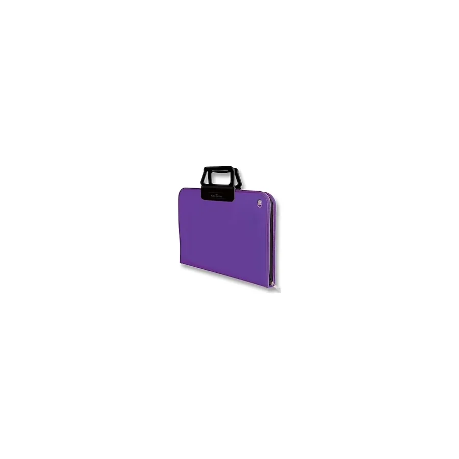 Faber-Castell Proje Çantası Mor, 38x55 cm, Askılı Taşıma, Kalemlikli, Sert Kapaklı, El Yormayan Ergonomik Kulp