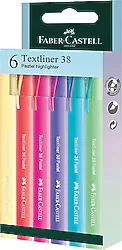 Faber-Castell Textliner 38 Pastel 6'lı Fosforlu Kalem Seti