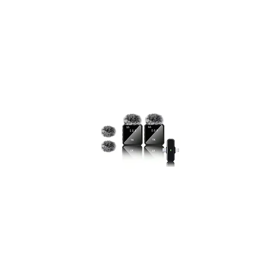 FABRON F15 Profesyonel 2 Lİ Kablosuz Yaka Mikrofonu 2in1 Mikrofon Type-C/Lightning