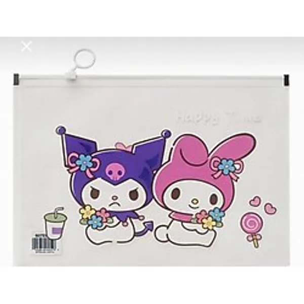Facnspt Kuromi & My Melody "happy Time" Su Geçirmez Şeffaf Dosya Fermuarlı Evrak Çantası