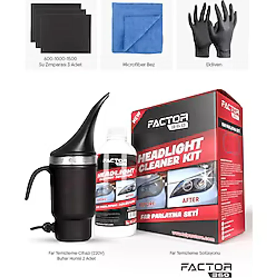 Factor 360 Far Temizleme ve Parlatma Seti (Headlıght Cleaner Kıt)