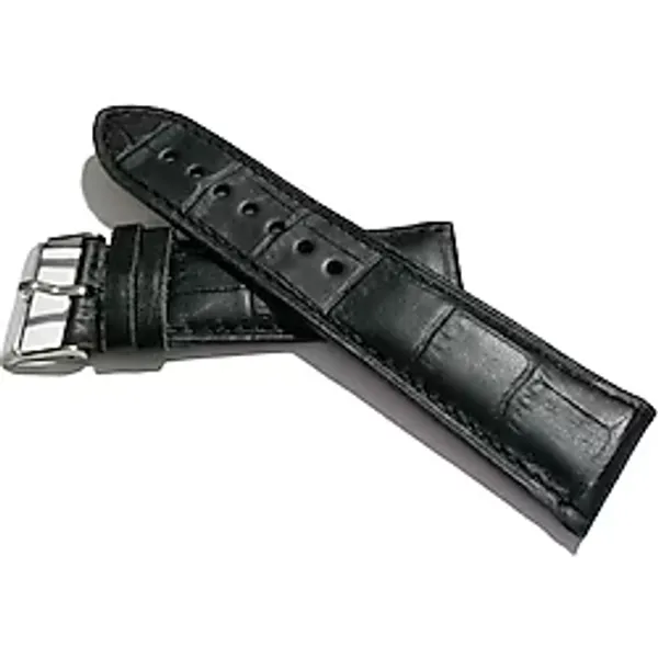 Fado&Her Saate Uygun Yarım Kroko Hakiki Deri Saat Kordonu 22 Mm (151) Siyah