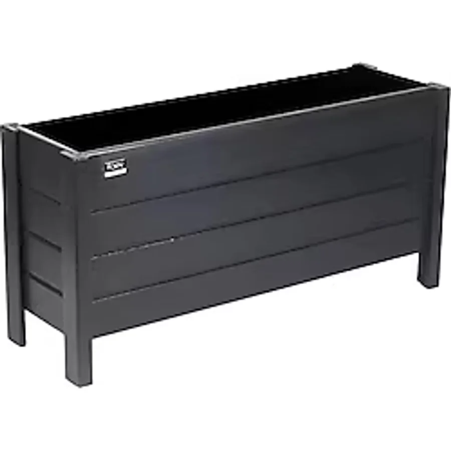 Faev Bodrum Model Ahşap Saksı 75X30X45 cm Dış Mekan Dekoratif Bahçe & Balkon Çiçekliği Hazır Kurulu Antrasit
