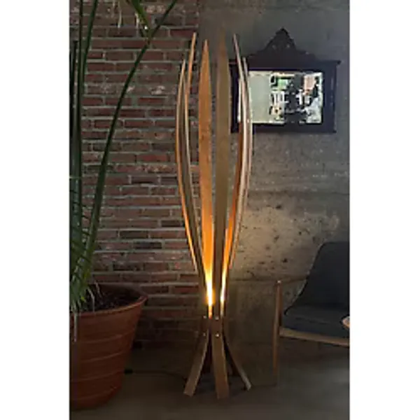 Fagus Wood ''hedra Lambader, Iskandinav Tarzı Ahşap Lambader, Dekoratif Yer Lambası, Modern Salon Aydınlatma'' Meşe
