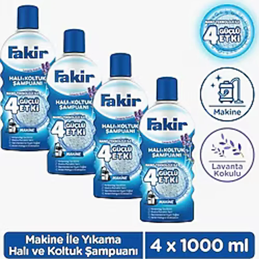 Fakir Lavanta Makine Nano Teknolojili Halı ve Koltuk Şampuanı 1 lt 4'lü