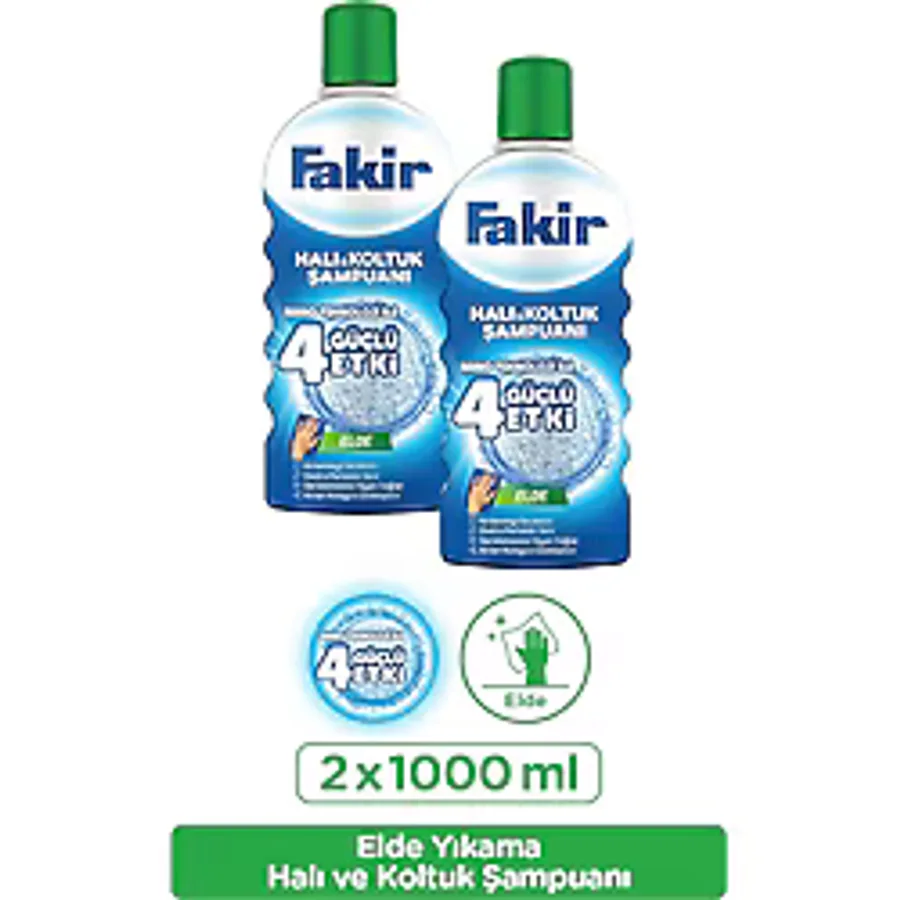 Fakir Nano Teknoloji ile Elde Yıkama Halı ve Koltuk Şampuanı 1000 ml x 2 Adet