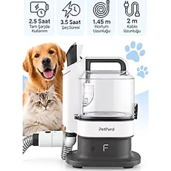 Fakir Petpard Evcil Hayvan Bakım Seti Kedi Köpek Tıraş ve Tüy Toplama Makinesi Vakumlu 6 Parça