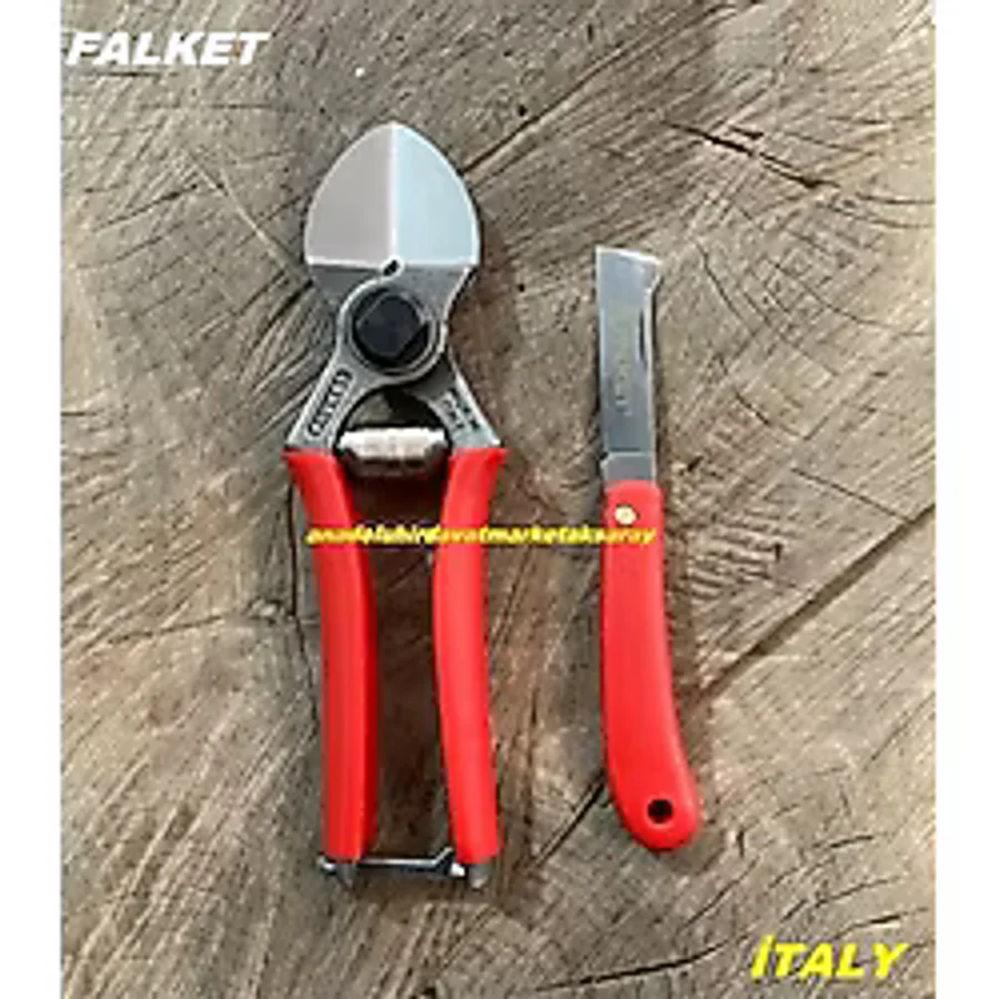 Falket Bağ Budama Makası Budama Makası Aşı Çakısı Italyan Dövme Çelik 2li Set - 21CM