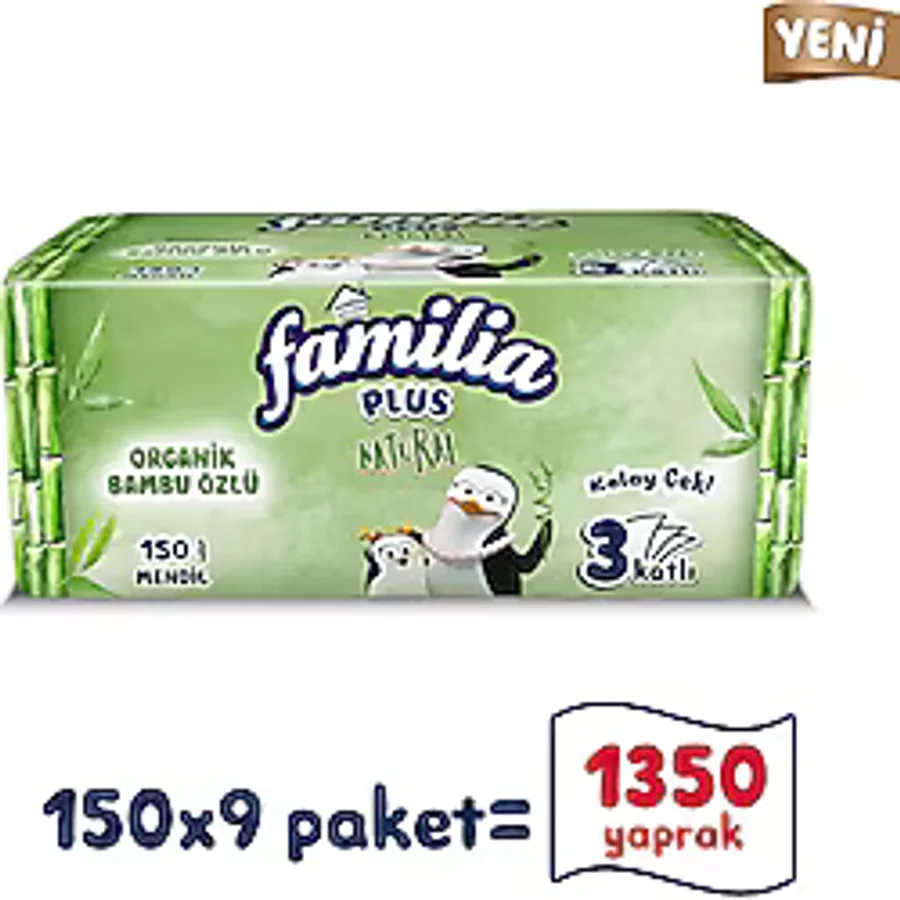 Familia Plus Natural Çek Al Mendil 150'li 9 Adet
