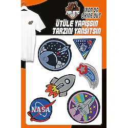 FANTASTIC Ütü Ile Yapışan Dokuma Arma Seti Patch Yama Uzay, Nasa, Roket, Space Modeli