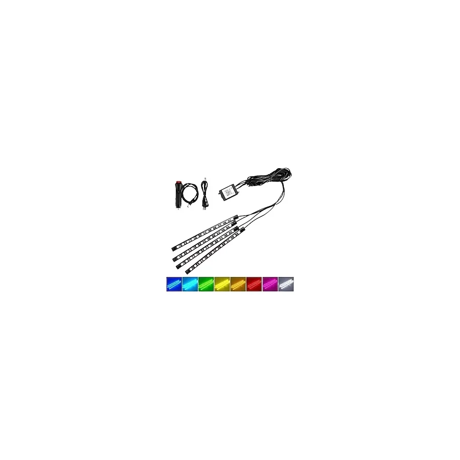 Fantastik Store Araç Içi Ayak Altı LED 12 LED Işık Sese Müziğe Duyarlı Rgb Işıklı Aydınlatma Seti