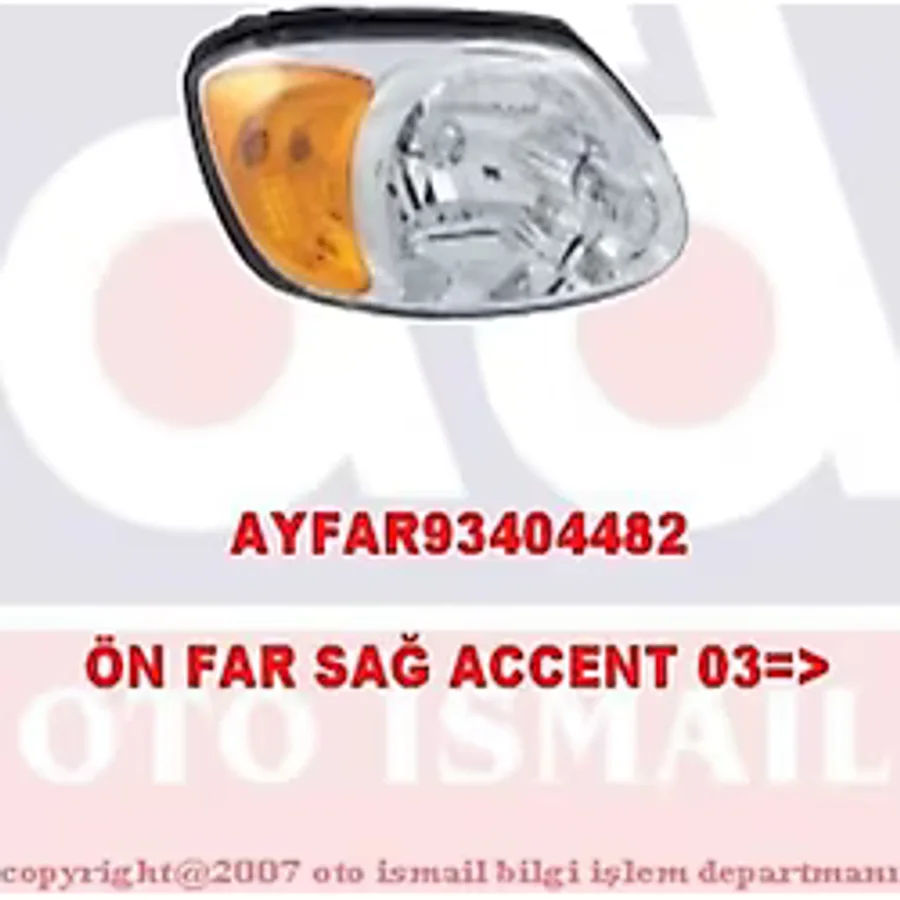 FAR SAĞ + SİNYAL ACCENT ADMIRE 03-04 SARI