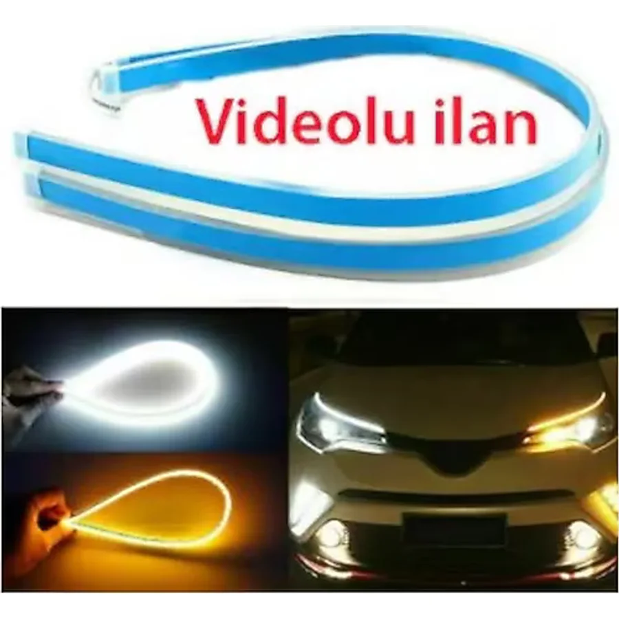 Far Üstü Kayar Led - Kayar Sinyalli - 60Cm+60Cm Far Ledi Beyaz 60Cm + 60Cm Açılış Animasyonlu