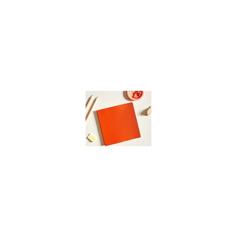 Fark Tanıtım Defter, Çizgisiz Not Defteri - PU Deri Not Defteri - 16,5x16,5 cm, 96 Yaprak (192 Sayfa), 90 gr Ivory Kağıt, Esnek Kapak, Ofis ve Kırtasiye (Amber Turuncu)