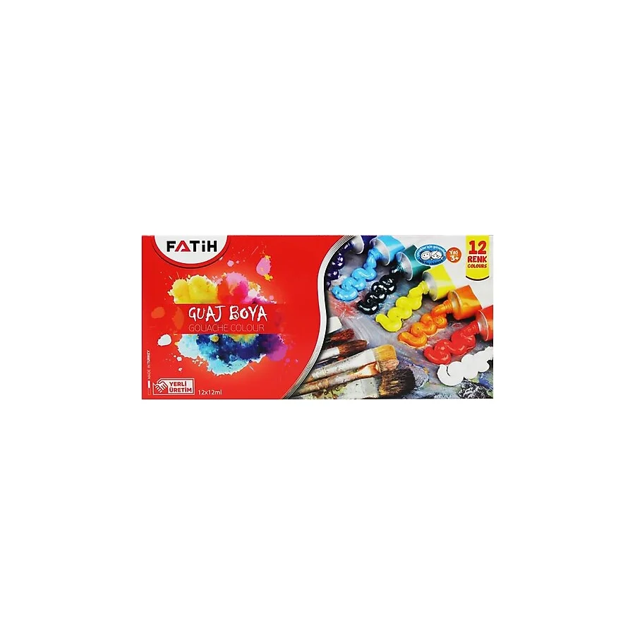 Fatih 12 ml 12 Renk Tüp Guaj Boya