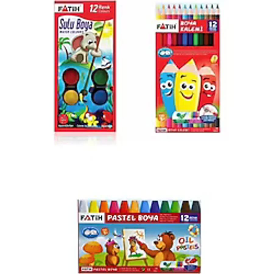 Fatih Okul Seti Pastel Boya Sulu Boya Set 12'li B.s