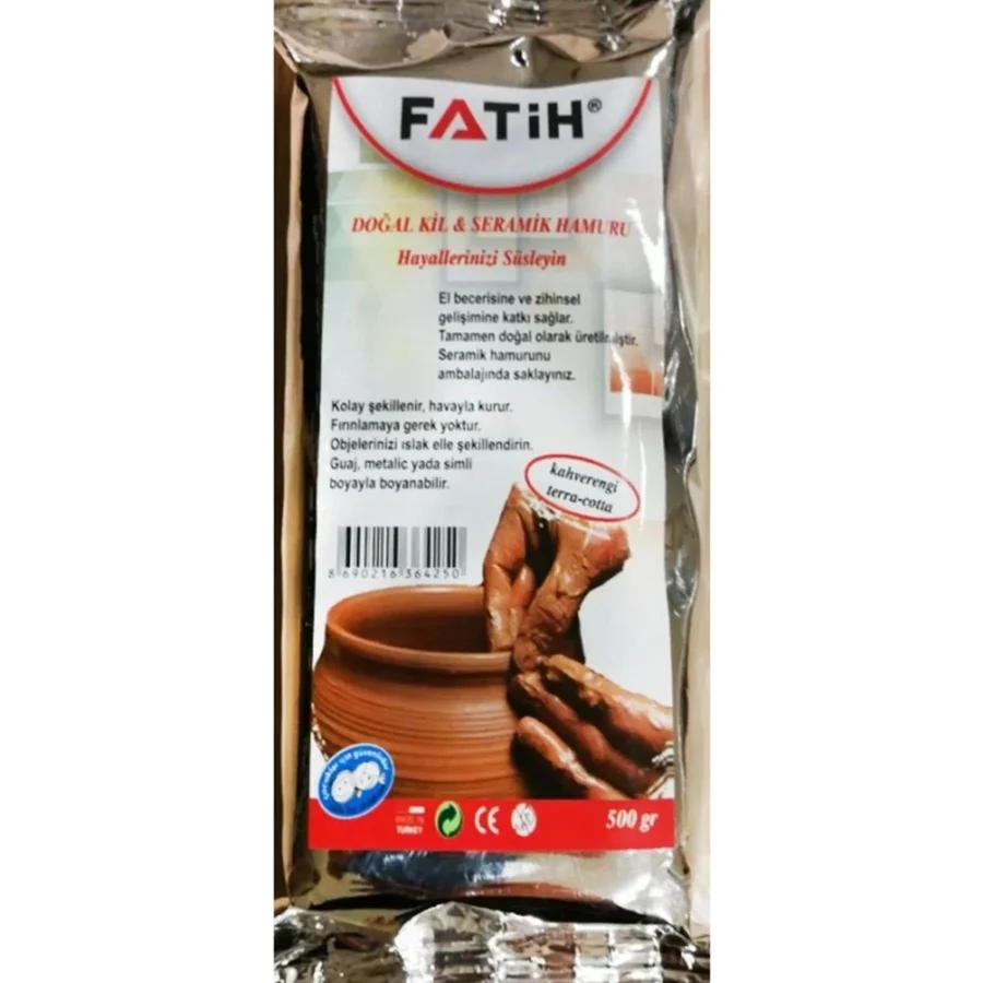 Fatih Seramik Hamuru Doğal Kil 500 GR Kahverengi 36425