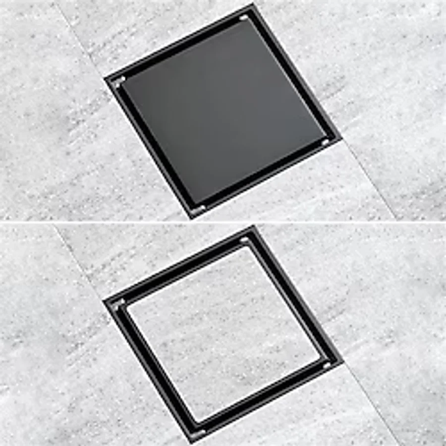 Fause Komple Çelik Seramik Uyumlu Ankastre Yer Süzgeci 10x10 Cm Siyah Ksz101-b