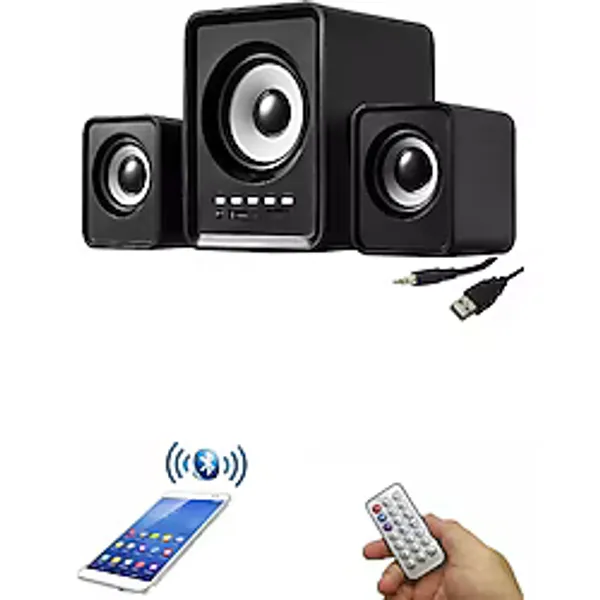 Favors 2+1 Ses Sistemi Kumandalı Bluetooth Hoparlör Tv/pc/telefon Uyumlu Usb Speaker Fm Radio Kart Okuyucu