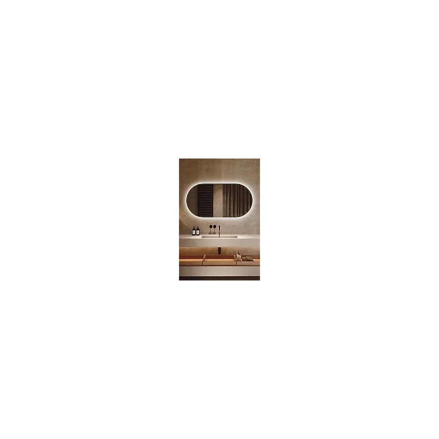 Fawdecor Led Işıklı Oval/Kapsül Model Dekoratif Duvar Aynası, Modern Eşsiz Ayna, Ayna Duvar Dekorasyon Ürünü 30 x 60 Cm Beyaz Işık