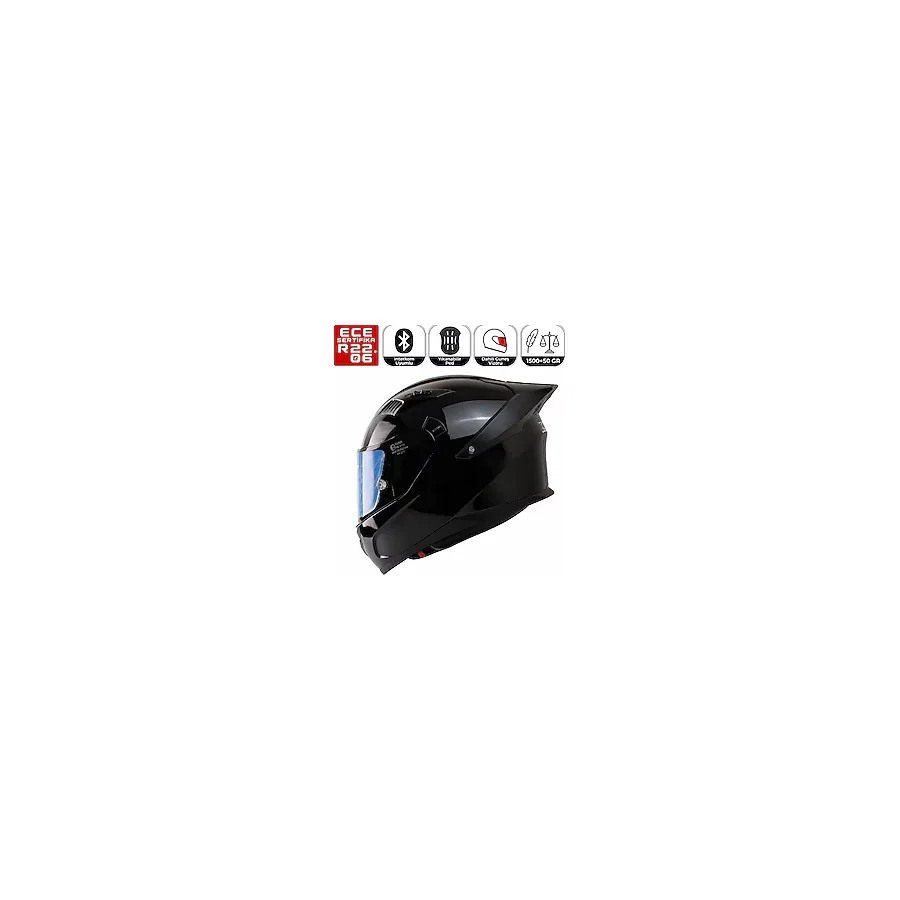 Fazer FX211X Siyah Motosiklet Kaskı Spoiler Mod Güneş Vizörlü Full Face Kask - 2XL
