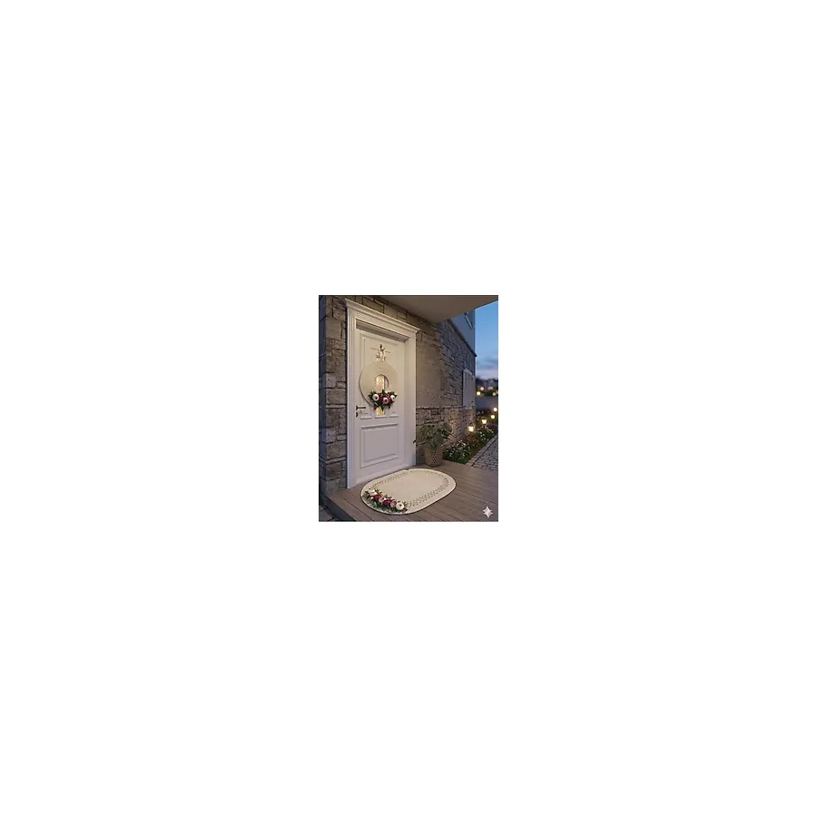 Felıx Home Çiçekli Hasır Paspas Kapı Süsü Takım