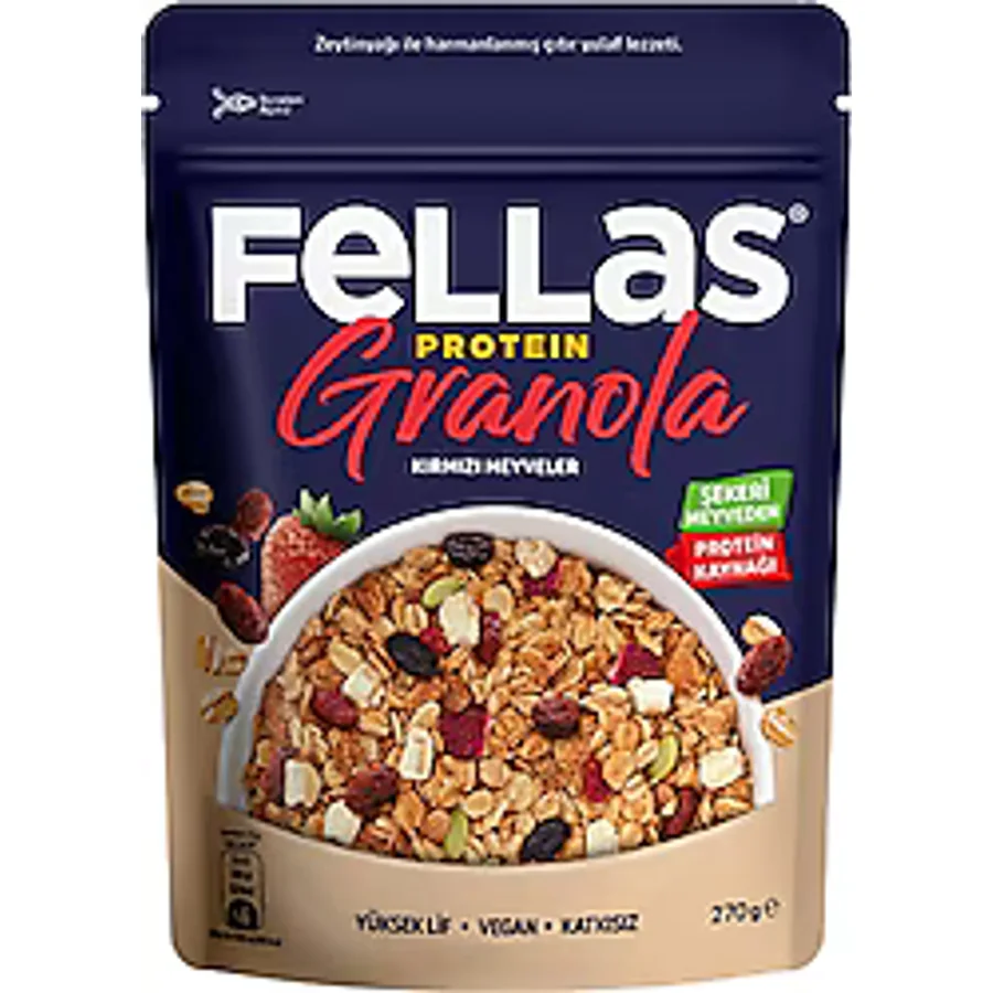 Fellas 270 gr Kırmızı Meyveler ve Protein Bar Parçacıklı Granola
