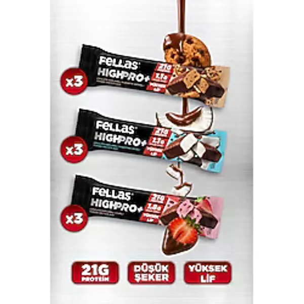 Fellas HighPro Karma Kutu 50 gr 9'lu Yüksek Protein Bar