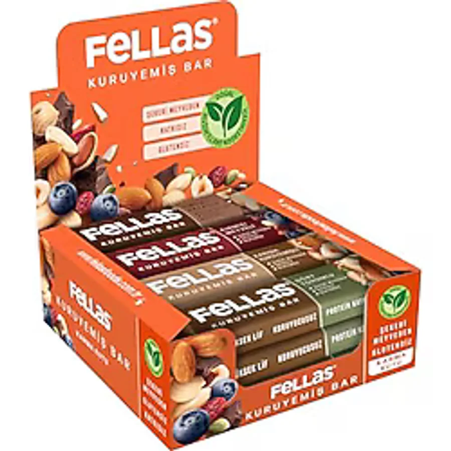 Fellas Kuruyemiş Bar (30 G) Karma Kutu - 12 Adet (4 Çeşit)
