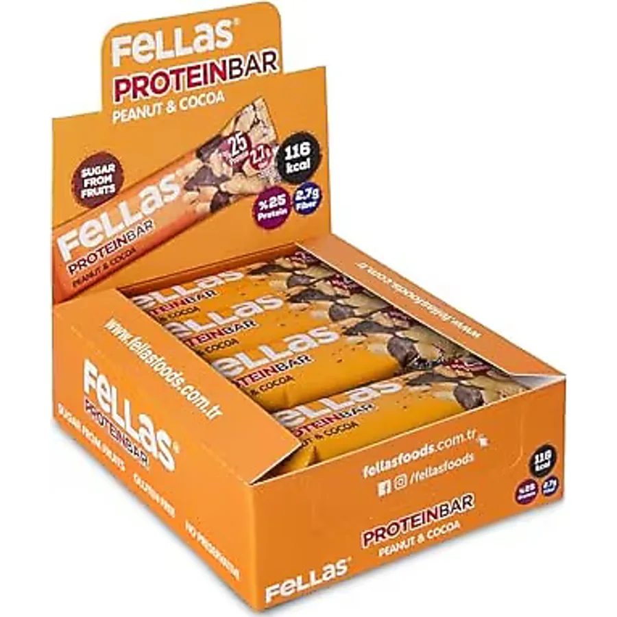 Fellas Yer Fıstıklı ve Kakaolu 32 gr 12'li Protein Bar