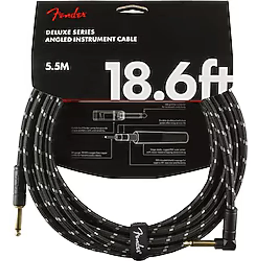 Fender Deluxe Düz/L Uç 5.5 Metre Siyah Tweed Enstrüman Kablo