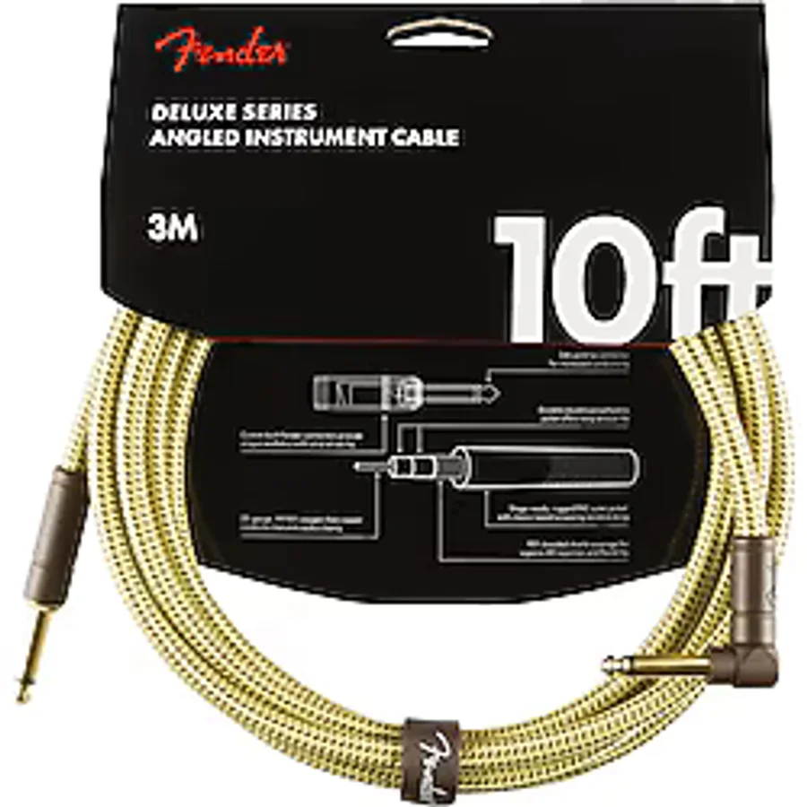 Fender Deluxe Series Instrument Cable Tweed Açılı - 3 metre Enstr