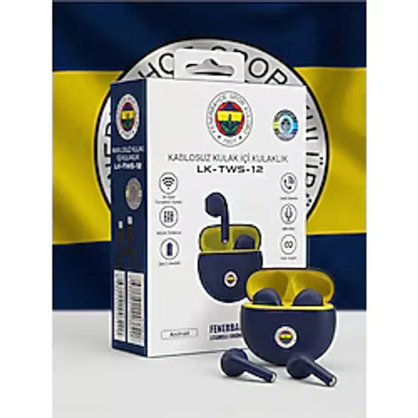 FENER Fenerbahçe Lisanslı TWS Kablosuz Kulaklık - 30 Saat Şarjlı Mikrofonlu Kulak İçi Bluetooth Kulaklık