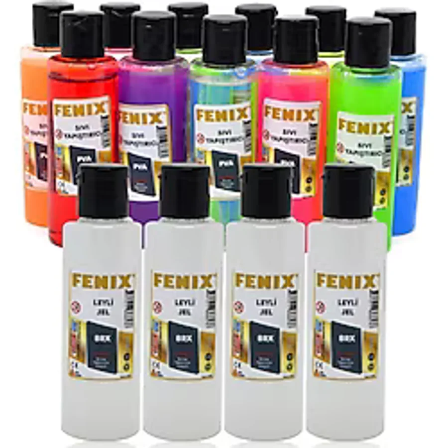 Fenix 16 Parça Slime Yapım Seti - 12 Adet Slime Slaym Jeli + 4 Adet Sıvı Boraks.Hsx