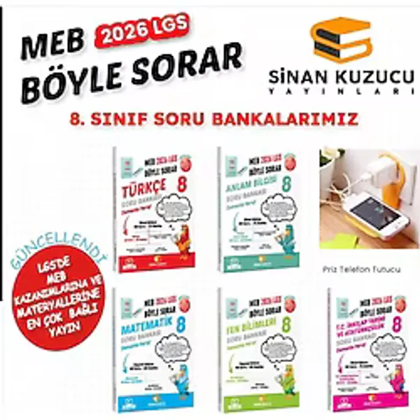 Fenomen 2026-2027 Sinan Kuzucu 8.sınıf Türkçe Mat Fen Inkilap Anlam Bilgisi Set 5 Kitap Priz Tutucu Hediye