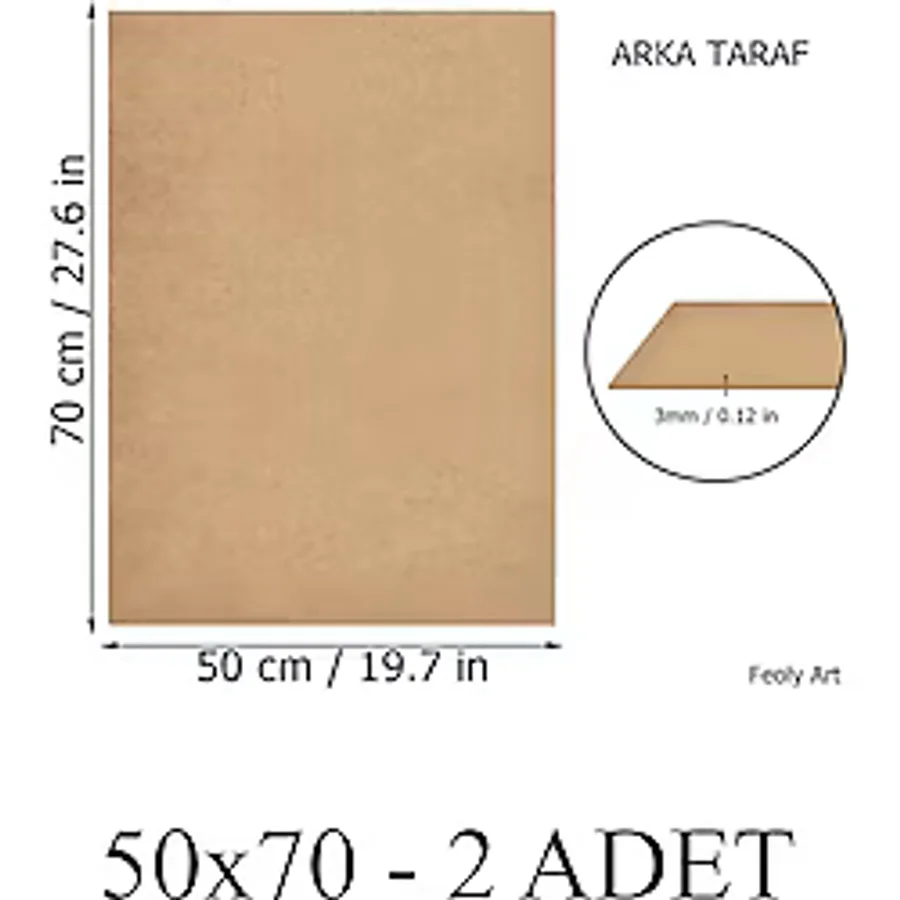 Feoly Art 3 mm 50x70 MDF Plaka (2 ADET) - Hobi, Maket, Ahşap El Sanatları İçin Uygun (2'li Paket)