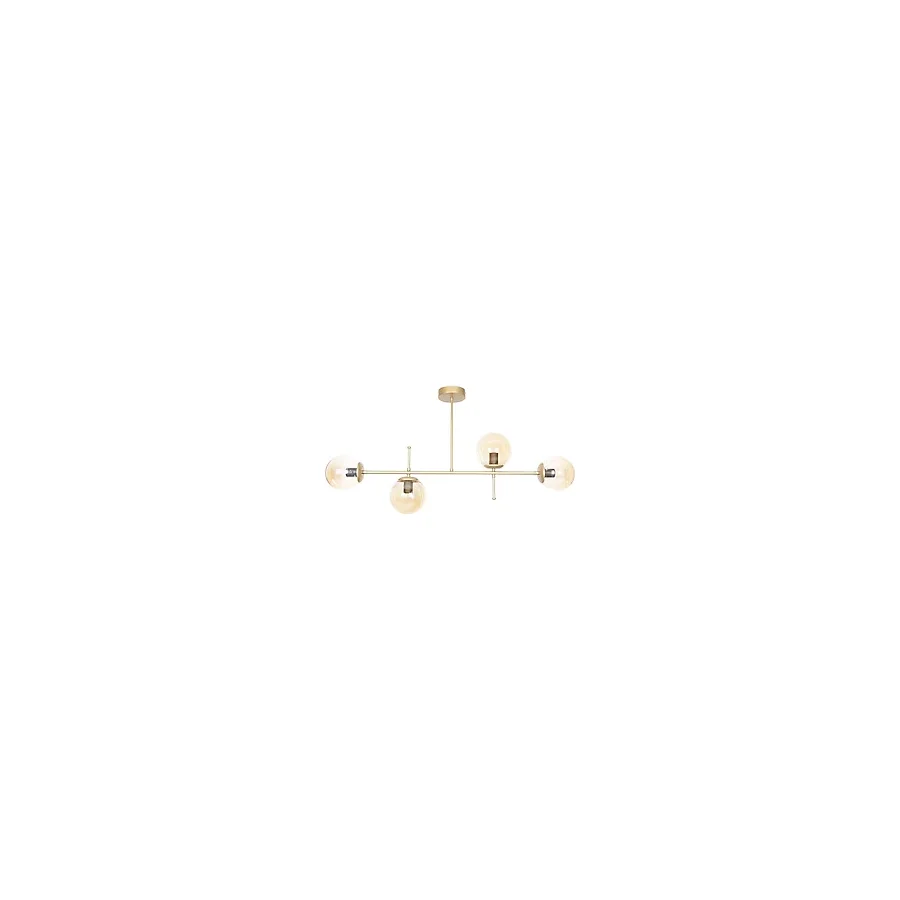Fer Avize Çello Modern Lüks Tasarım Gold Renk Bal Camlı Tavan 4'lü Avize - Gold - Bal Rengi