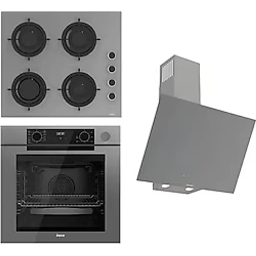 Ferre Steamart-Fryart-Sılentart Serisi Gri Set (Cs208-Fa + Qep64cpr +D079-Sa) - Emaye Izgara / Kademeli Musluk