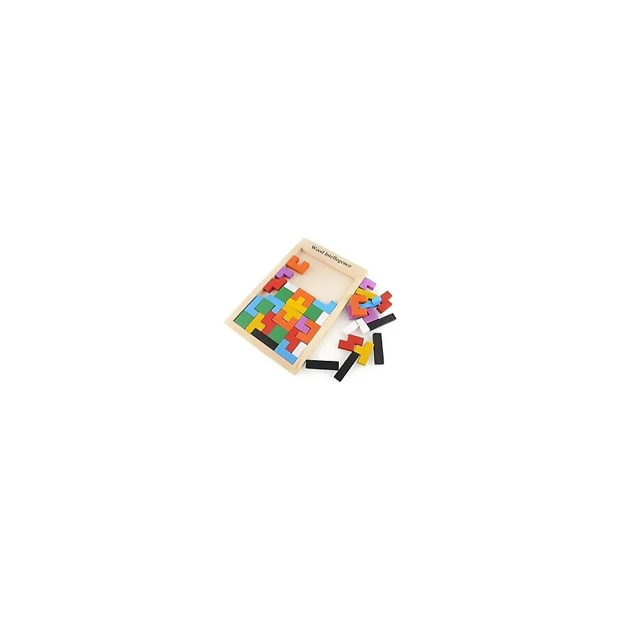 Feyza Design Ahşap Tetris Blok Puzzle Zeka Oyuncağı - Montessori Beceri Gelişimi - Seçenek 1