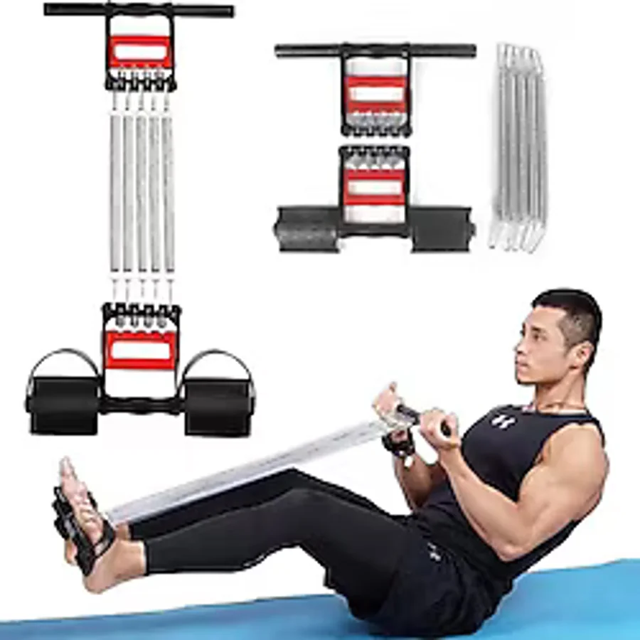 Feyza Design Çelik Dirençli Spor Yayı Seti, Çoklu Egzersizler İçin Uygun - Seçenek 1 - Ahşap