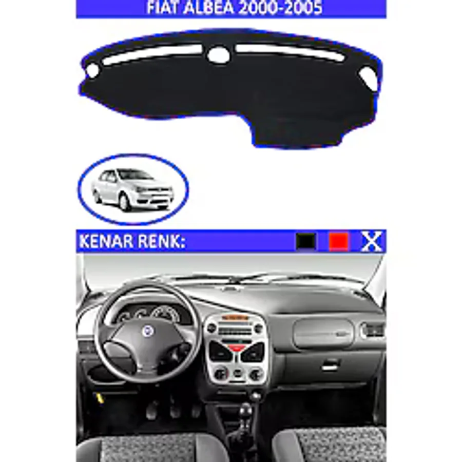 Fiat Albea 2000-2005 Modelleri Icin Uygun Torpido Koruma Halisi Siyah Kenar Renk Mavi