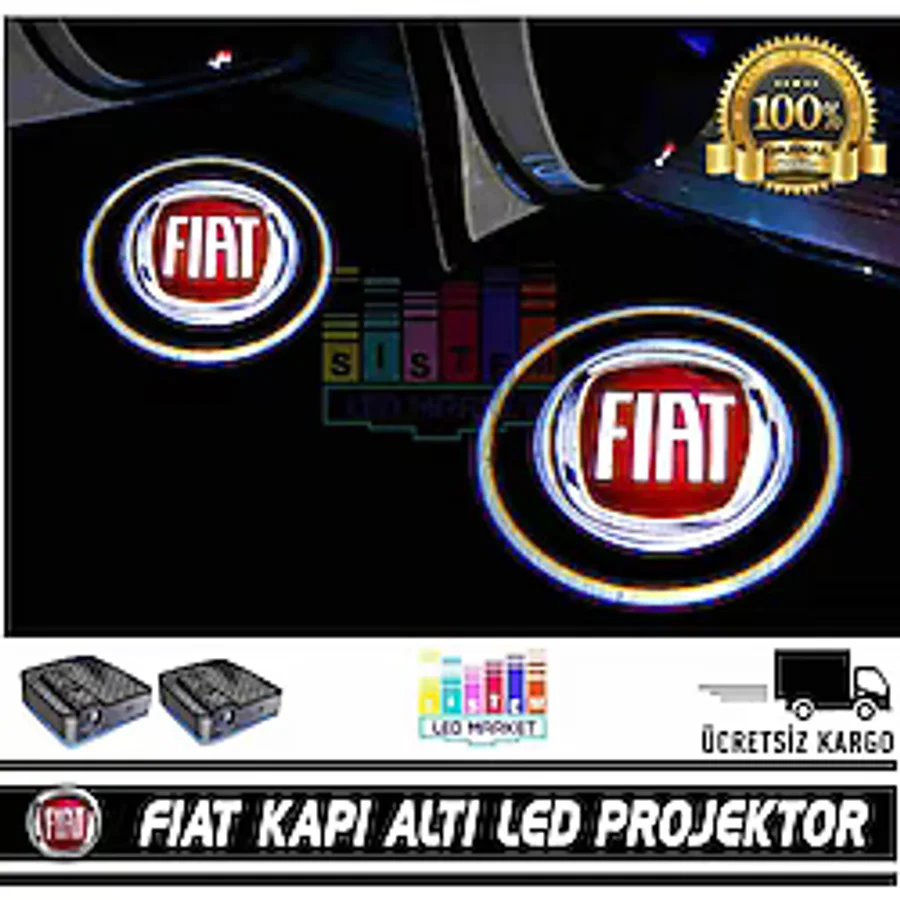 Fiat Araçlar İçin Pilli Yapıştırmalı Kapı Altı Led Logo