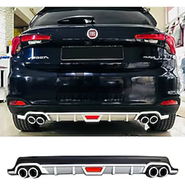 Fiat Egea HB Difüzör Arka Tampon Eki 4 Egzoz Çıkışlı Gri Tip